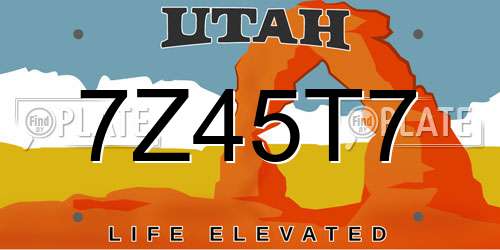 7Z45T7 Utah License Plate