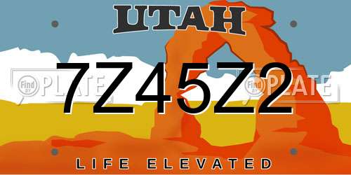 7Z45Z2 Utah License Plate