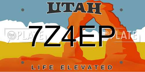 7Z4EP Utah License Plate
