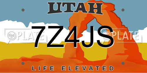 7Z4JS Utah License Plate
