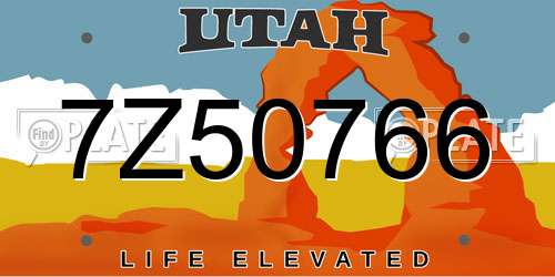 7Z50766 Utah License Plate