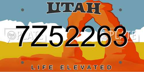 7Z52263 Utah License Plate