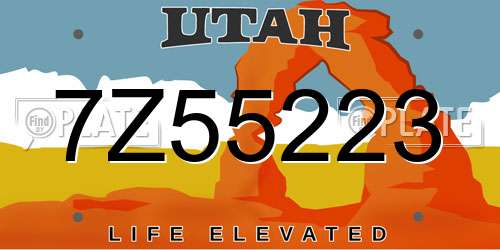 7Z55223 Utah License Plate