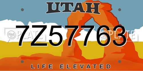 7Z57763 Utah License Plate