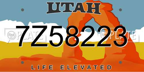 7Z58223 Utah License Plate