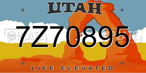 7Z70895 Utah License Plate