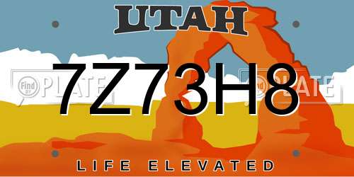 7Z73H8 Utah License Plate