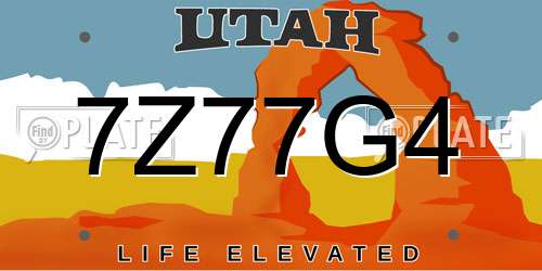 7Z77G4 Utah License Plate
