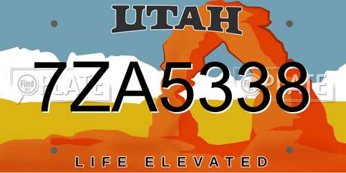 7ZA5338 Utah License Plate
