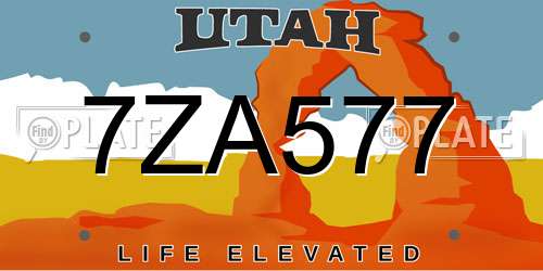 7ZA577 Utah License Plate