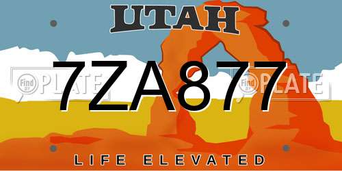 7ZA877 Utah License Plate