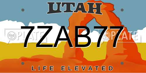 7ZAB77 Utah License Plate