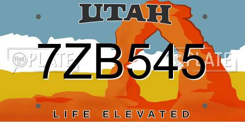 7ZB545 Utah License Plate