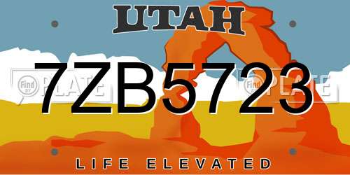 7ZB5723 Utah License Plate