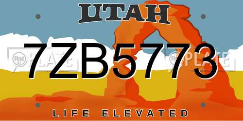 7ZB5773 Utah License Plate