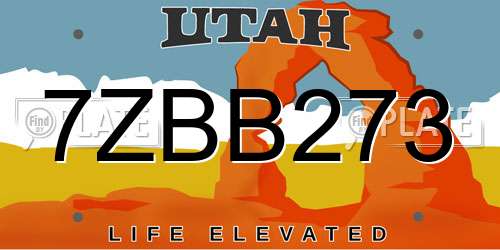 7ZBB273 Utah License Plate