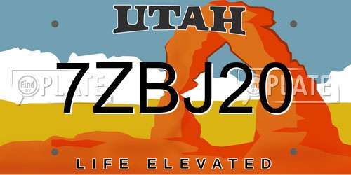 7ZBJ20 Utah License Plate