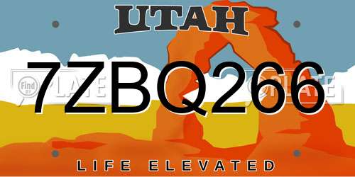 7ZBQ266 Utah License Plate