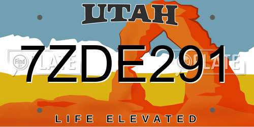 7ZDE291 Utah License Plate