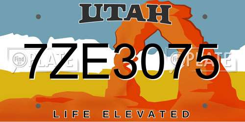 7ZE3075 Utah License Plate
