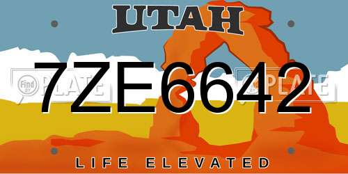 7ZE6642 Utah License Plate