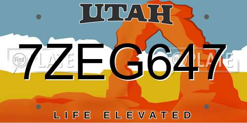 7ZEG647 Utah License Plate