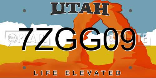 7ZGG09 Utah License Plate