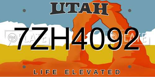 7ZH4092 Utah License Plate