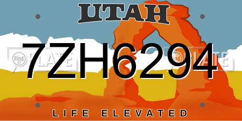 7ZH6294 Utah License Plate