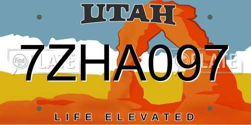 7ZHA097 Utah License Plate