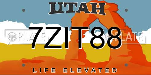 7ZIT88 Utah License Plate
