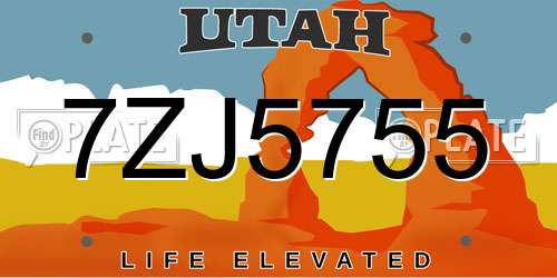 7ZJ5755 Utah License Plate