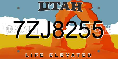 7ZJ8255 Utah License Plate