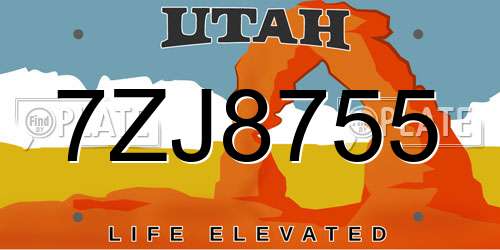 7ZJ8755 Utah License Plate