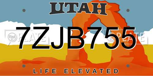 7ZJB755 Utah License Plate