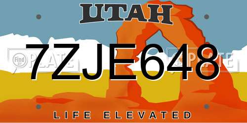 7ZJE648 Utah License Plate