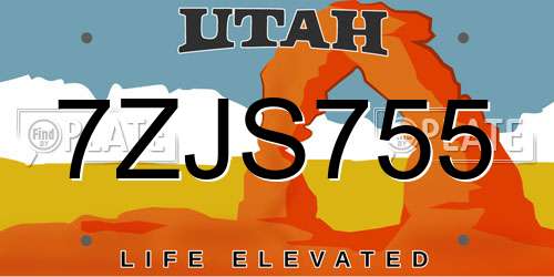 7ZJS755 Utah License Plate