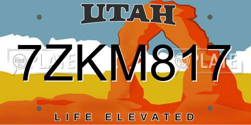 7ZKM817 Utah License Plate