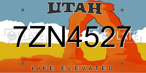 7ZN4527 Utah License Plate