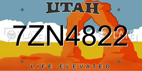 7ZN4822 Utah License Plate
