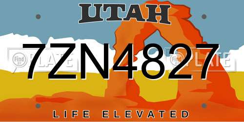 7ZN4827 Utah License Plate