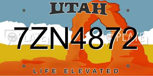 7ZN4872 Utah License Plate