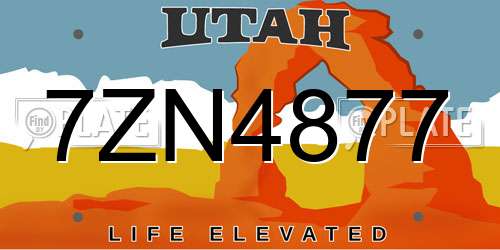 7ZN4877 Utah License Plate