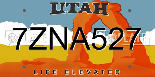 7ZNA527 Utah License Plate