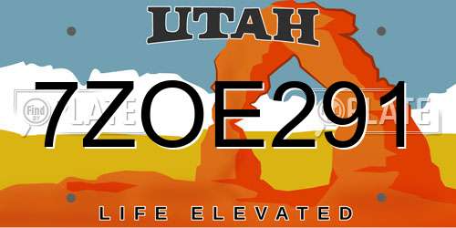 7ZOE291 Utah License Plate