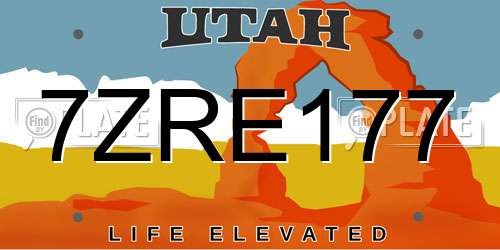 7ZRE177 Utah License Plate