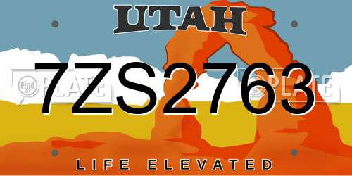 7ZS2763 Utah License Plate