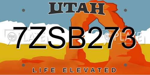 7ZSB273 Utah License Plate