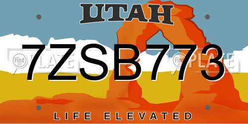 7ZSB773 Utah License Plate