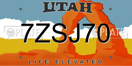 7ZSJ70 Utah License Plate